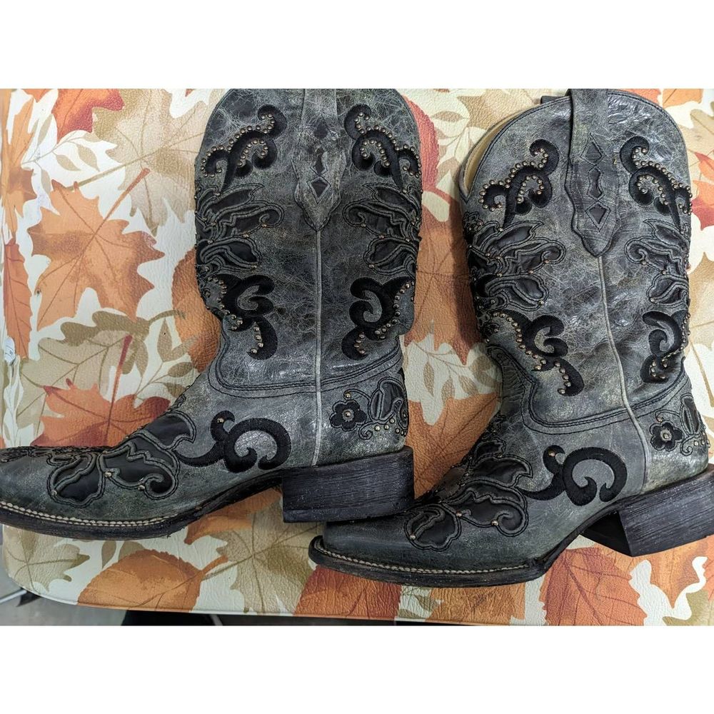 Corral Gray and Black Ankle Boots